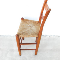 Primitive Rush Seat Wood Bar Stool Chair