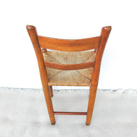 Primitive Rush Seat Wood Bar Stool Chair