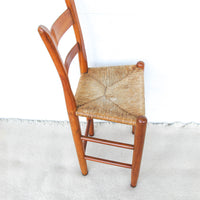 Primitive Rush Seat Wood Bar Stool Chair