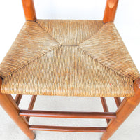 Primitive Rush Seat Wood Bar Stool Chair