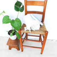 Primitive Rush Seat Wood Bar Stool Chair