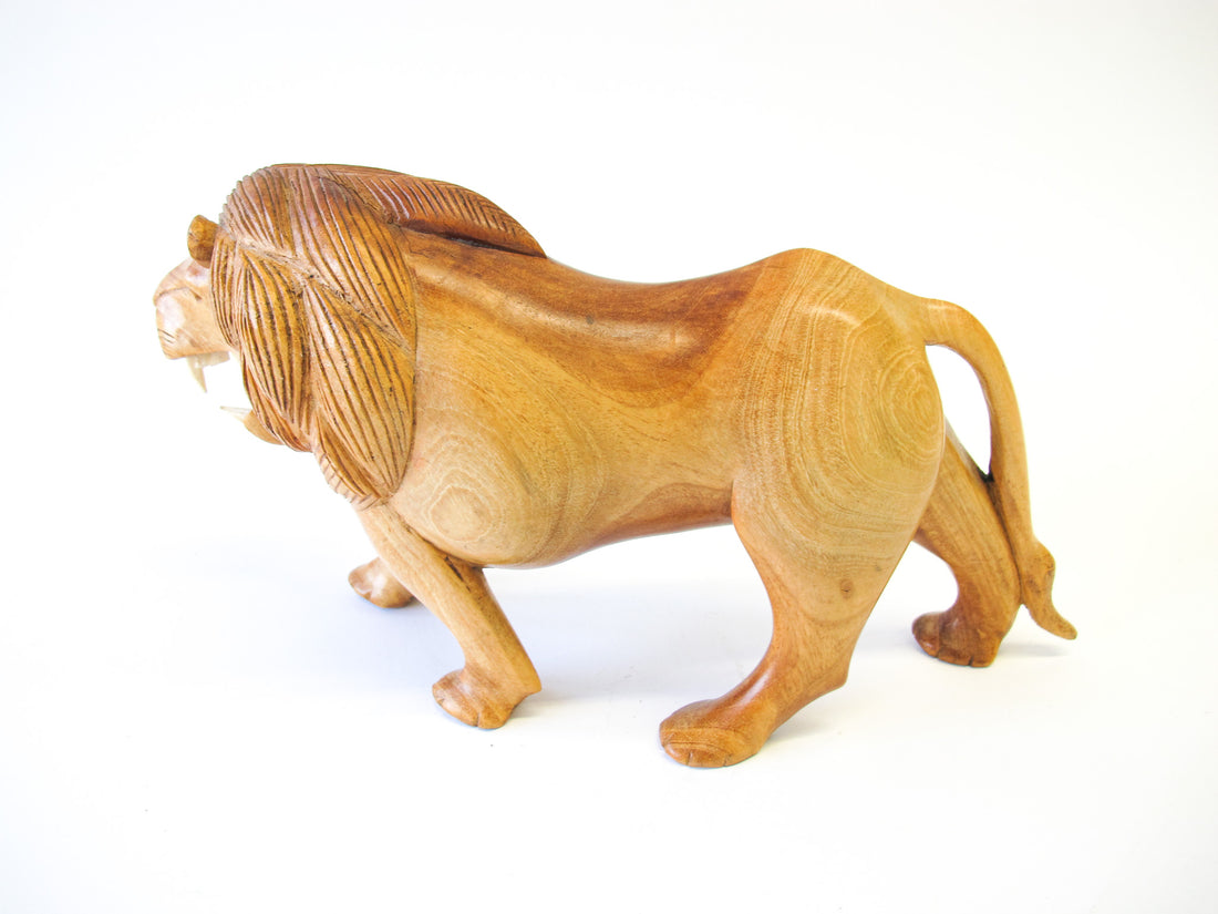 Handcarved Wood Lion Figures (Each Sold Separately)