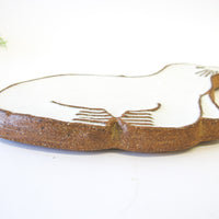 Pottery Seal Trivet in Rock Clay and White Glaze