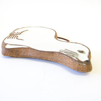 Pottery Seal Trivet in Rock Clay and White Glaze