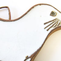 Pottery Seal Trivet in Rock Clay and White Glaze