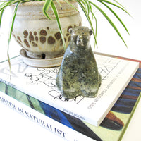 Green and Black Soap Stone Alaskan Eskimo Native Bear Figure