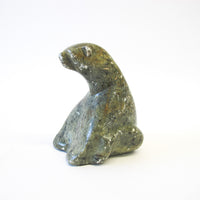 Green and Black Soap Stone Alaskan Eskimo Native Bear Figure