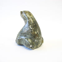 Green and Black Soap Stone Alaskan Eskimo Native Bear Figure