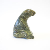 Green and Black Soap Stone Alaskan Eskimo Native Bear Figure