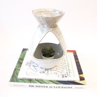 Speckled White 1970's Studio Art Pottery Planter / Diffuser / Candle Holder