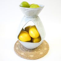 Speckled White 1970's Studio Art Pottery Planter / Diffuser / Candle Holder