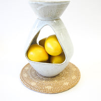 Speckled White 1970's Studio Art Pottery Planter / Diffuser / Candle Holder