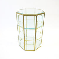 Octagonal Glass and Brass Display Case