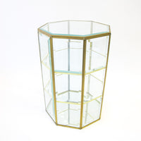 Octagonal Glass and Brass Display Case