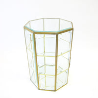 Octagonal Glass and Brass Display Case