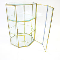 Octagonal Glass and Brass Display Case