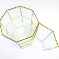 Octagonal Glass and Brass Display Case