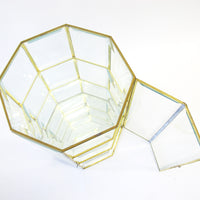 Octagonal Glass and Brass Display Case