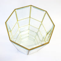 Octagonal Glass and Brass Display Case