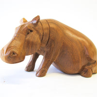Marbled Wood Carved Hippo