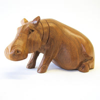 Marbled Wood Carved Hippo