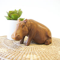Marbled Wood Carved Hippo