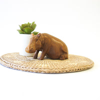 Marbled Wood Carved Hippo
