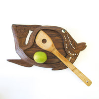 Native Hawaiian Wood Art Carved Fish Dish