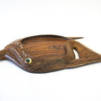 Native Hawaiian Wood Art Carved Fish Dish