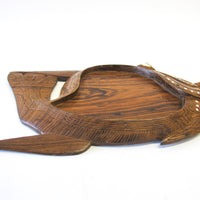 Native Hawaiian Wood Art Carved Fish Dish