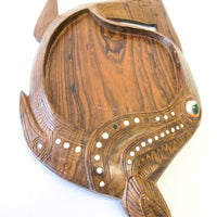 Native Hawaiian Wood Art Carved Fish Dish
