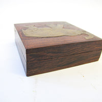 Teak Box with Brass Elephant Inlay
