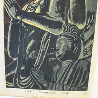 Wood Block Buddha Print Art - Sansatsudo