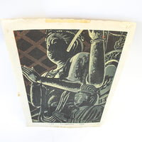 Wood Block Buddha Print Art - Sansatsudo