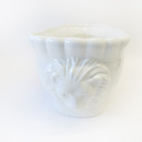 Large Italian White Ceramic Serving Bowl with Lions Heads