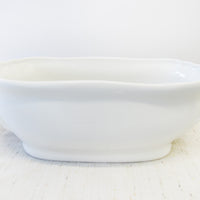 Large Italian White Ceramic Serving Bowl with Lions Heads