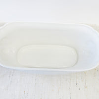 Large Italian White Ceramic Serving Bowl with Lions Heads