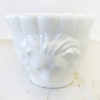 Large Italian White Ceramic Serving Bowl with Lions Heads