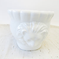 Large Italian White Ceramic Serving Bowl with Lions Heads