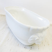 Large Italian White Ceramic Serving Bowl with Lions Heads