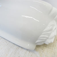 Large Italian White Ceramic Serving Bowl with Lions Heads