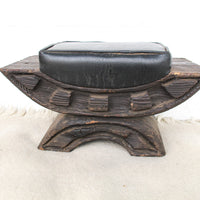 Witco Brutalist Tiki Upholstered Hawaiian Stool