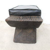 Witco Brutalist Tiki Upholstered Hawaiian Stool