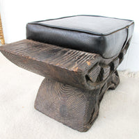 Witco Brutalist Tiki Upholstered Hawaiian Stool