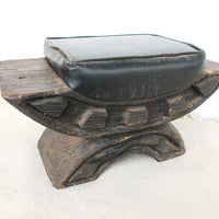 Witco Brutalist Tiki Upholstered Hawaiian Stool