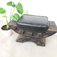 Witco Brutalist Tiki Upholstered Hawaiian Stool