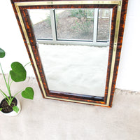 Brass and Marbled Resin Bakelite Style Framed Beveled Mirror