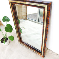 Brass and Marbled Resin Bakelite Style Framed Beveled Mirror