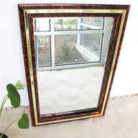 Brass and Marbled Resin Bakelite Style Framed Beveled Mirror