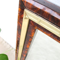 Brass and Marbled Resin Bakelite Style Framed Beveled Mirror